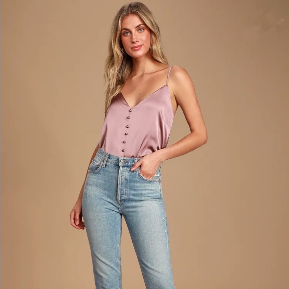 Lulus Mauve Satin Bodysuit | SIZE S